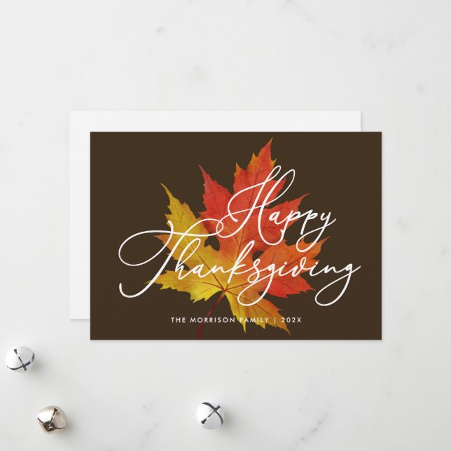 autumn leaf thanksgiving holiday card (Front/Back In Situ)