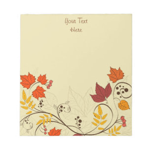 Autumn Leaf Vines with Customisable Text Notepad