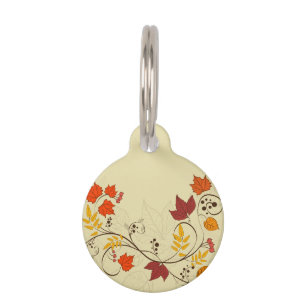Autumn Leaf Vines with Customisable Text Pet Tag