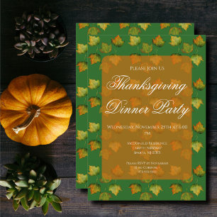 Autumn leaf watercolor Thanksgiving dinner party Invitation