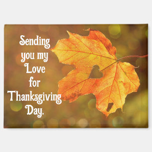 Autumn Leaf With Heart Thanksgiving Magnet