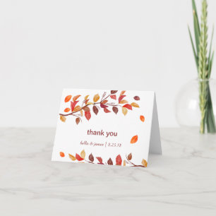 Autumn Leafs Fall Wedding Thank You Note Cards