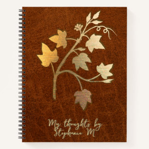 Autumn - Leather - fall colours and vine branch  Notebook