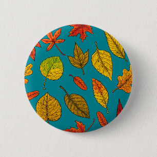 Autumn leaves 6 cm round badge