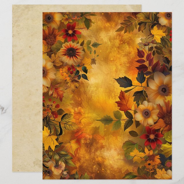 Autumn Leaves 8.5 x 11 Scrapbook Paper (Front/Back)