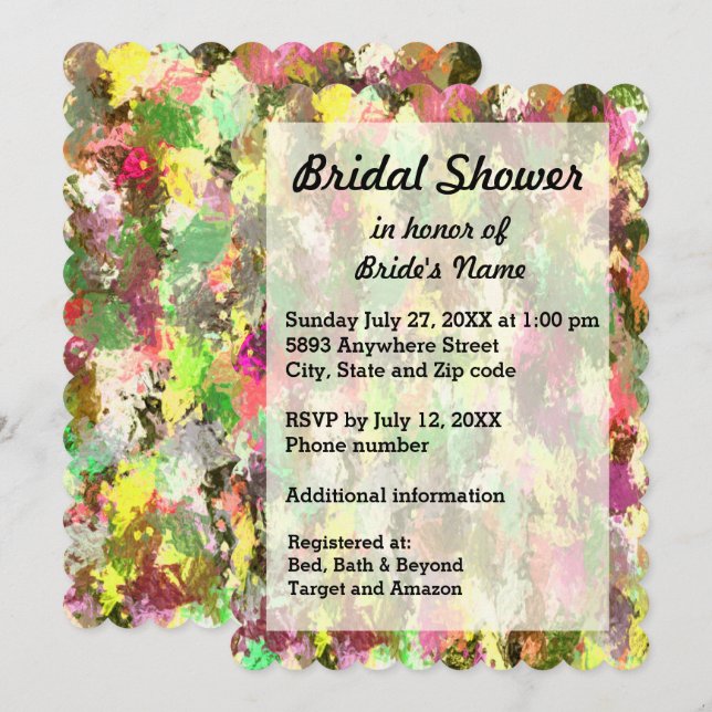 Autumn Leaves Abstract Bridal Shower Invite (Front/Back)