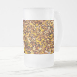 Autumn Leaves Abstract Frosted Glass Beer Mug