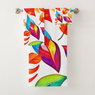 Autumn Leaves Abstract Pattern Bath Towel Set