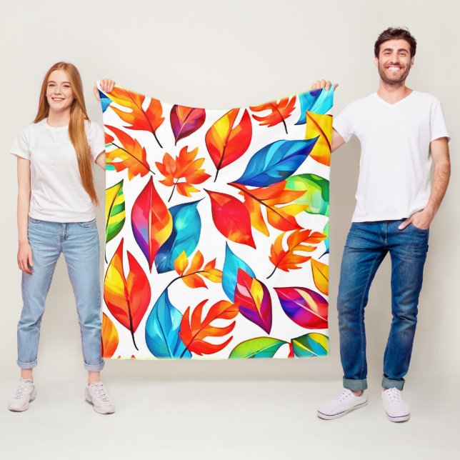 Autumn Leaves Abstract Pattern Fleece Blanket (In Situ)