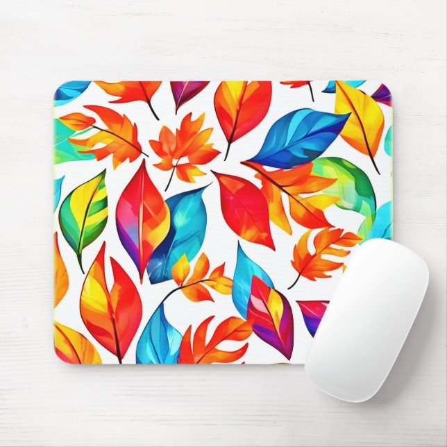 Autumn Leaves Abstract Pattern Mouse Mat (With Mouse)