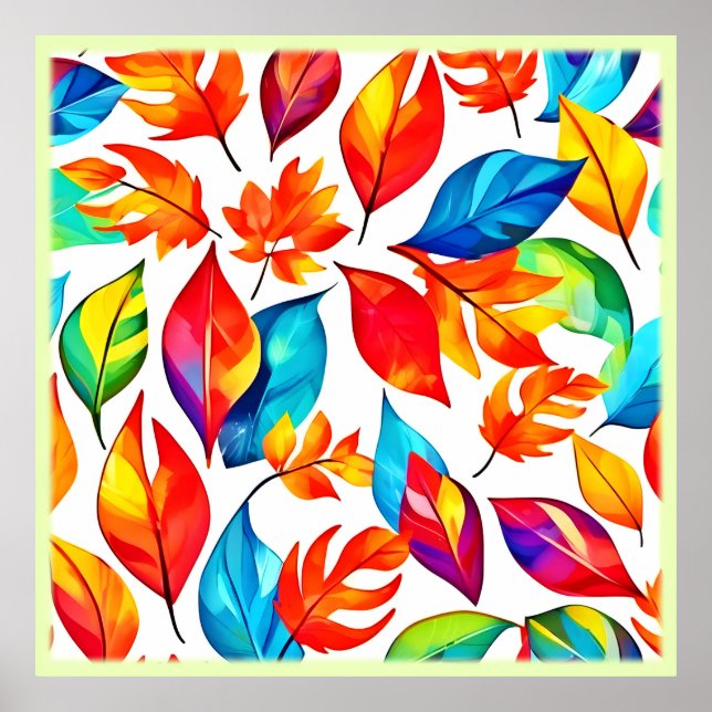 Autumn Leaves Abstract Pattern Poster (Front)