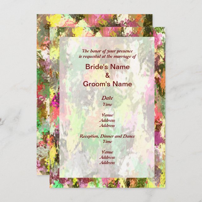 Autumn Leaves Abstract Wedding Invite (Front/Back)