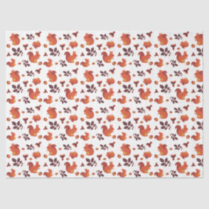 Autumn Leaves, Acorn and Squirrel Pattern Tissue Paper
