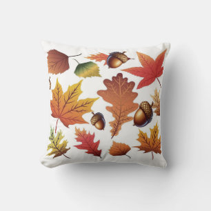 Autumn Leaves & Acorns Pattern Pillow