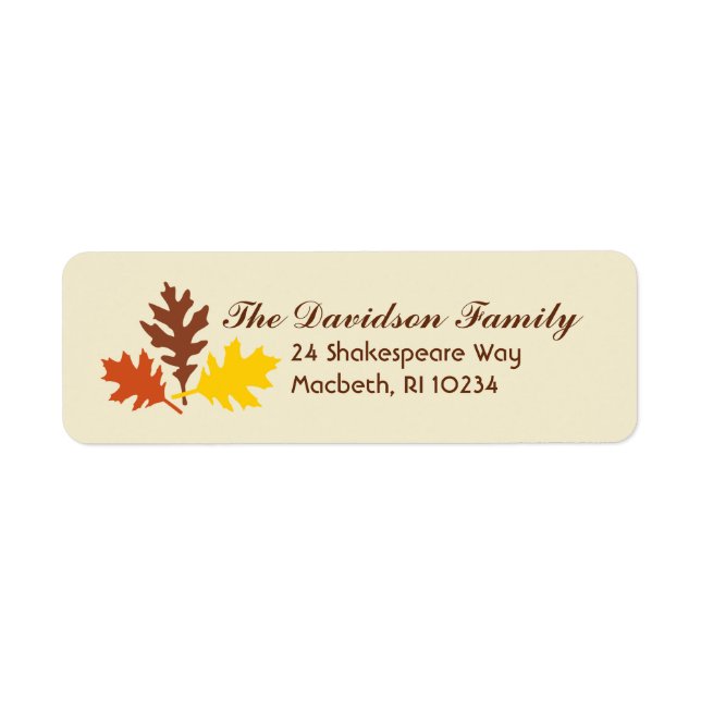 Autumn Leaves Address Label on Cream (Front)