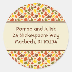 Autumn Leaves Address Label on Cream