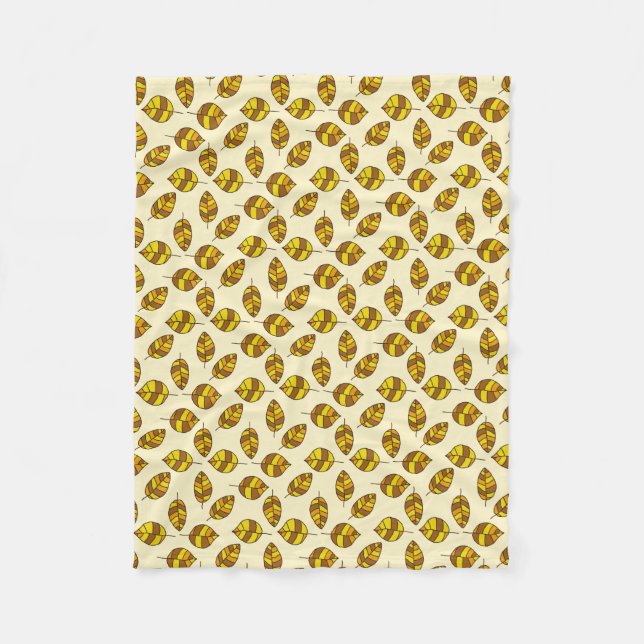 Autumn Leaves adjustable Yellow Leaf Pattern Fleece Blanket (Front)