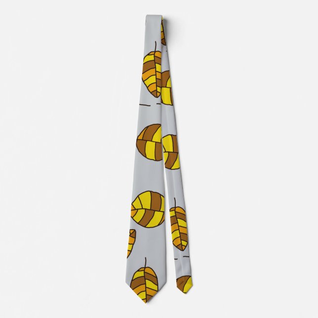 Autumn Leaves adjustable Yellow Leaf Pattern Tie (Front)