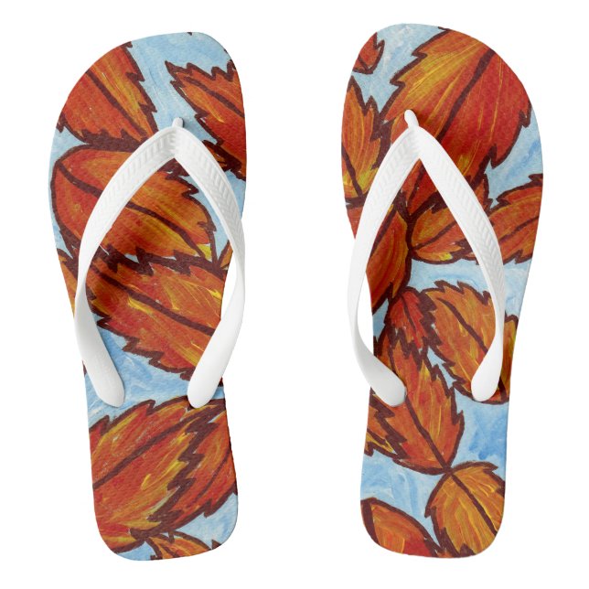 Autumn leaves Adult Flip Flops (Footbed)