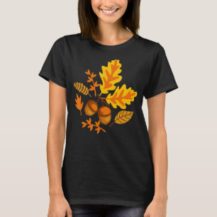 Autumn Leaves and Acorns Fall for Women Thanksgivi T-Shirt