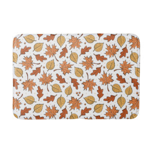 Autumn Leaves and Acorns Pattern Bath Mat