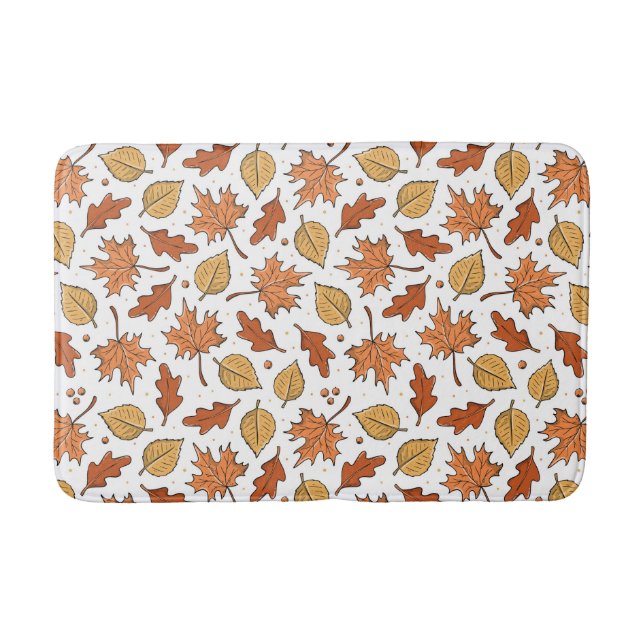 Autumn Leaves and Acorns Pattern Bath Mat (Front)