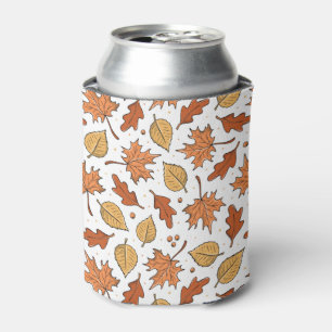 Autumn Leaves and Acorns Pattern Can Cooler