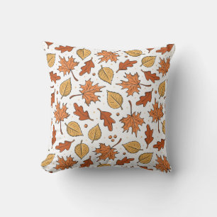 Autumn Leaves and Acorns Pattern Cushion
