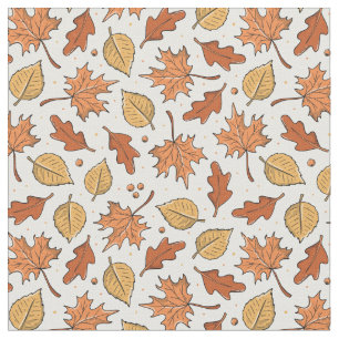 Autumn Leaves and Acorns Pattern Fabric