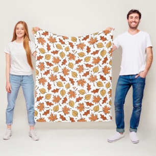 Autumn Leaves and Acorns Pattern Fleece Blanket