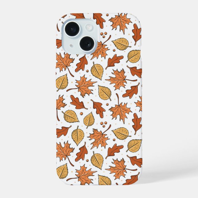 Autumn Leaves and Acorns Pattern iPhone 15 Case (Back)