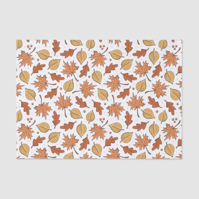 Autumn Leaves and Acorns Pattern Tissue Paper (Front)