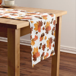 Autumn Leaves and Acorns Short Table Runner