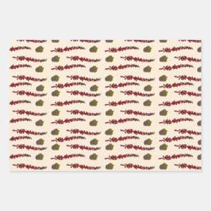 Autumn leaves and acorns wrapping paper sheet