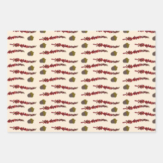 Autumn leaves and acorns wrapping paper sheet