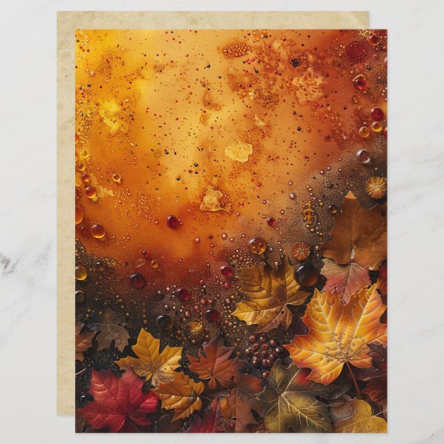 Autumn Leaves and Beads Scrapbook Paper (Front/Back)