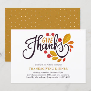 Autumn Leaves And Berries Thanksgiving Dinner Invitation