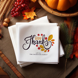 Autumn Leaves And Berries Thanksgiving Dinner Napkin