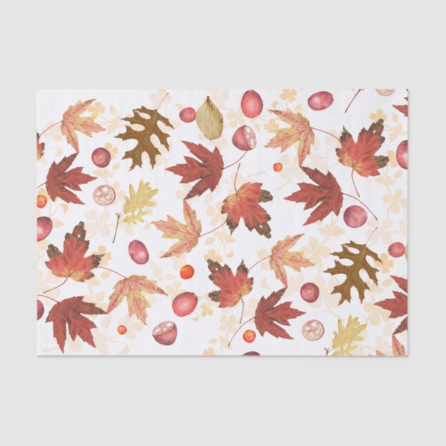 Autumn Leaves and Berries Tissue Paper (Front)