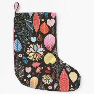 Autumn Leaves and Birds. Small Christmas Stocking