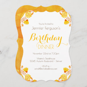 Autumn Leaves and Branches Birthday Invitation