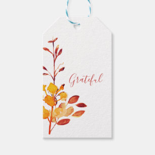 Autumn Leaves and Branches Grateful Gift Tags