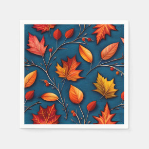 Autumn Leaves and Denim Napkin