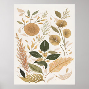 Autumn Leaves And Flower Art Poster