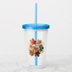Autumn Leaves and Flowers in Fall Bouquet Art Acrylic Tumbler