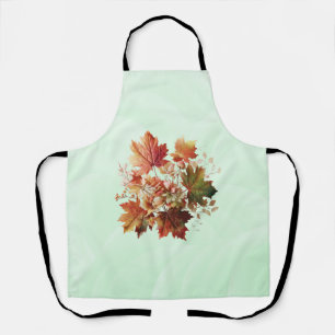Autumn Leaves and Flowers in Fall Bouquet Art Apron