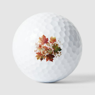 Autumn Leaves and Flowers in Fall Bouquet Art Golf Balls