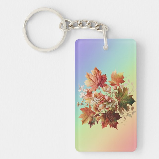 Autumn Leaves and Flowers in Fall Bouquet Art Key Ring (Front)