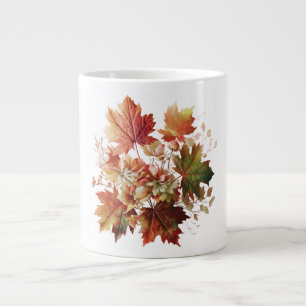 Autumn Leaves and Flowers in Fall Bouquet Art Large Coffee Mug