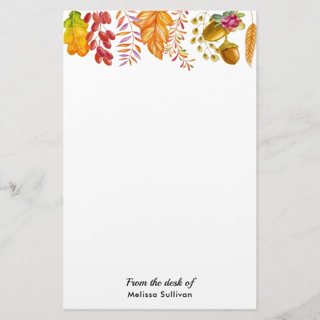 Autumn Leaves and Foliage Border Stationery (Front)